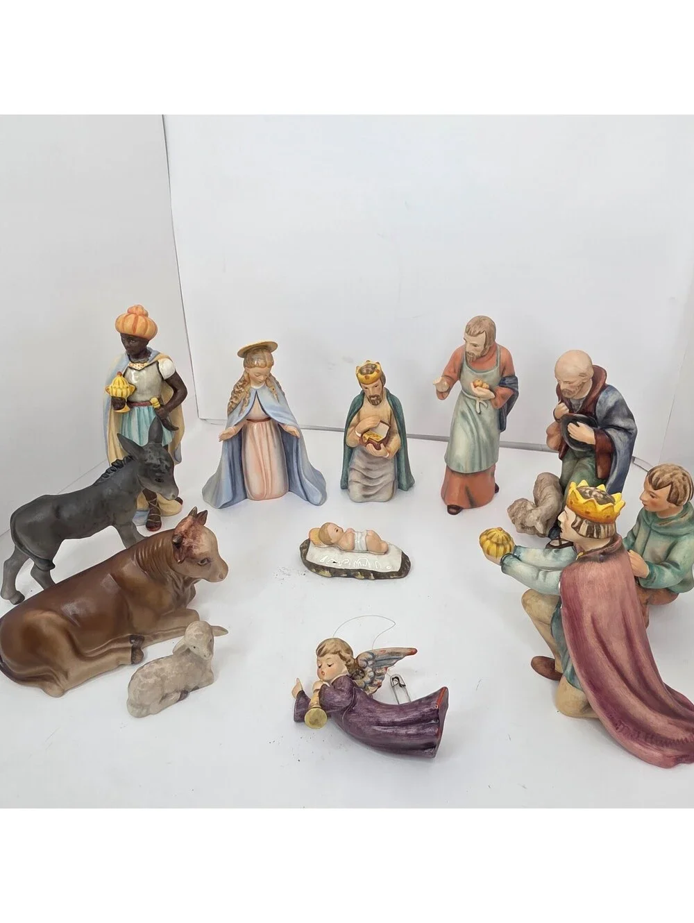 Vtg 1951 Goebel Hummel W. Germany Large Nativity Set 11 piece 214 Series